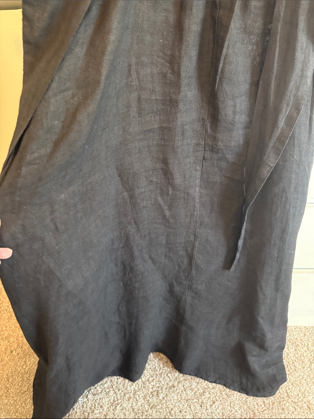 Black Linen Maxi Dress with Square Neck - Picture 10 of 11
